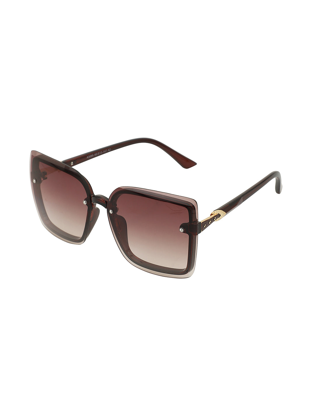 Brown And Gold Toned Oversized Women Sunglass With Uv Protected Lens