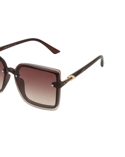 Brown And Gold Toned Oversized Women Sunglass With Uv Protected Lens