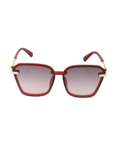 Red And Gold Toned Oversized With Uv Protected Lens Sunglass For Women