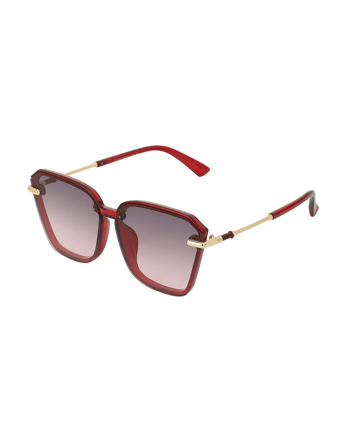 Red And Gold Toned Oversized With Uv Protected Lens Sunglass For Women