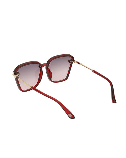 Red And Gold Toned Oversized With Uv Protected Lens Sunglass For Women