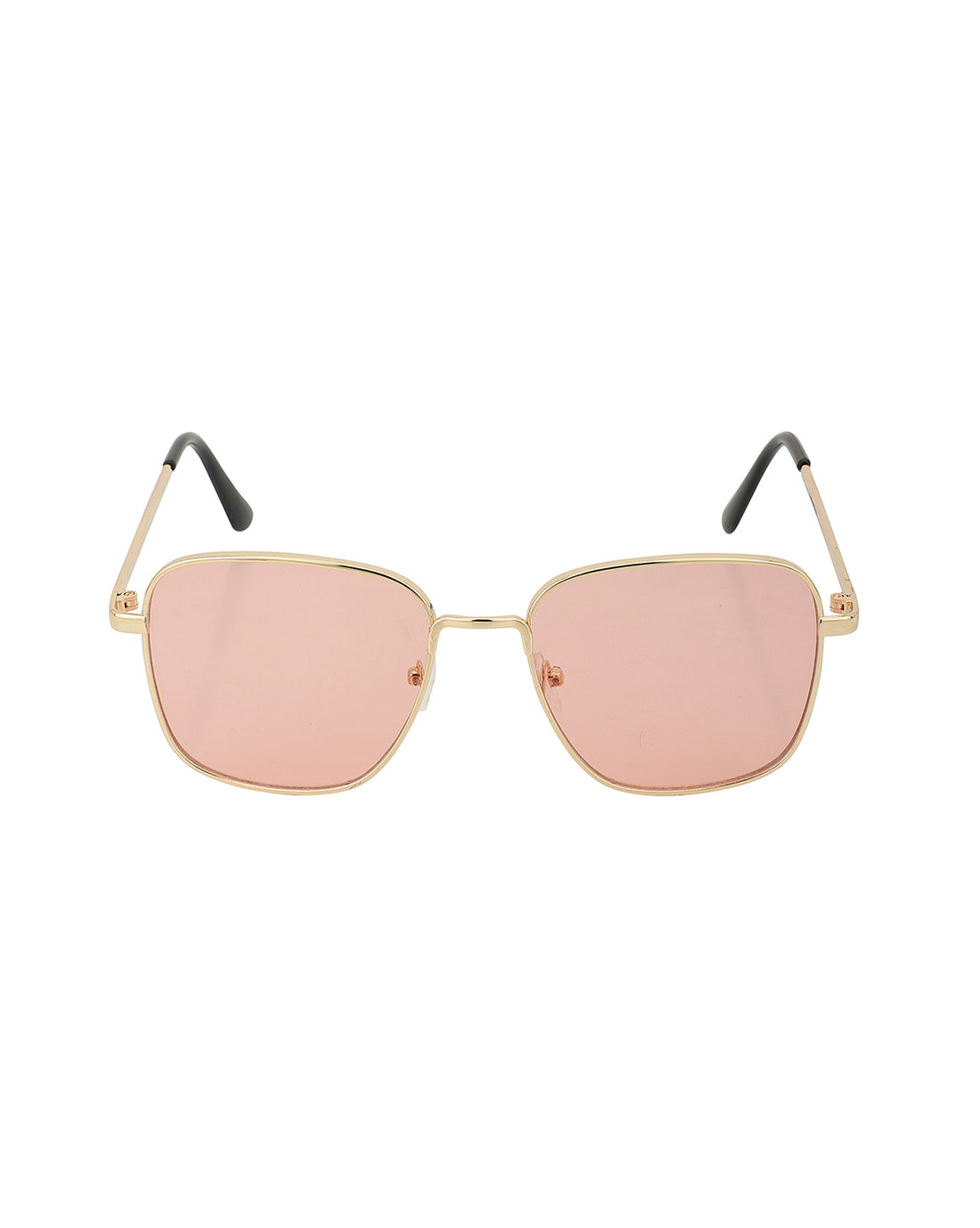 Gold With Black Toned And Pink Uv Protected Lens Square Sunglass For Women
