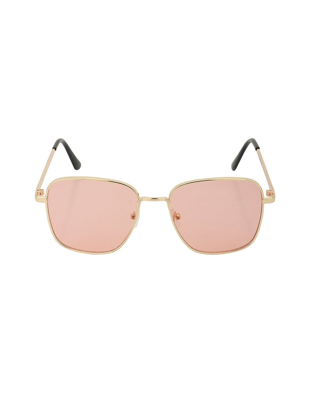 Gold With Black Toned And Pink Uv Protected Lens Square Sunglass For Women
