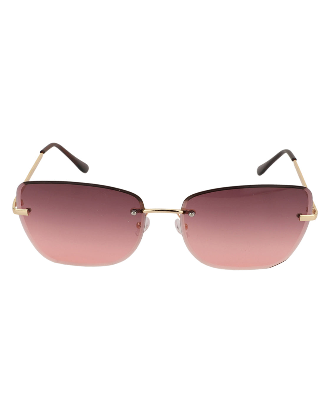 Premium Pink &amp; Gold Toned Uv Protected Lens Rimless Sunglass For Women