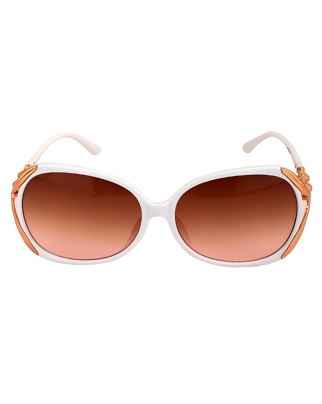 Premium White &amp; Rose Gold Toned Uv  Proteced Lens Oversized Sunglass For Women
