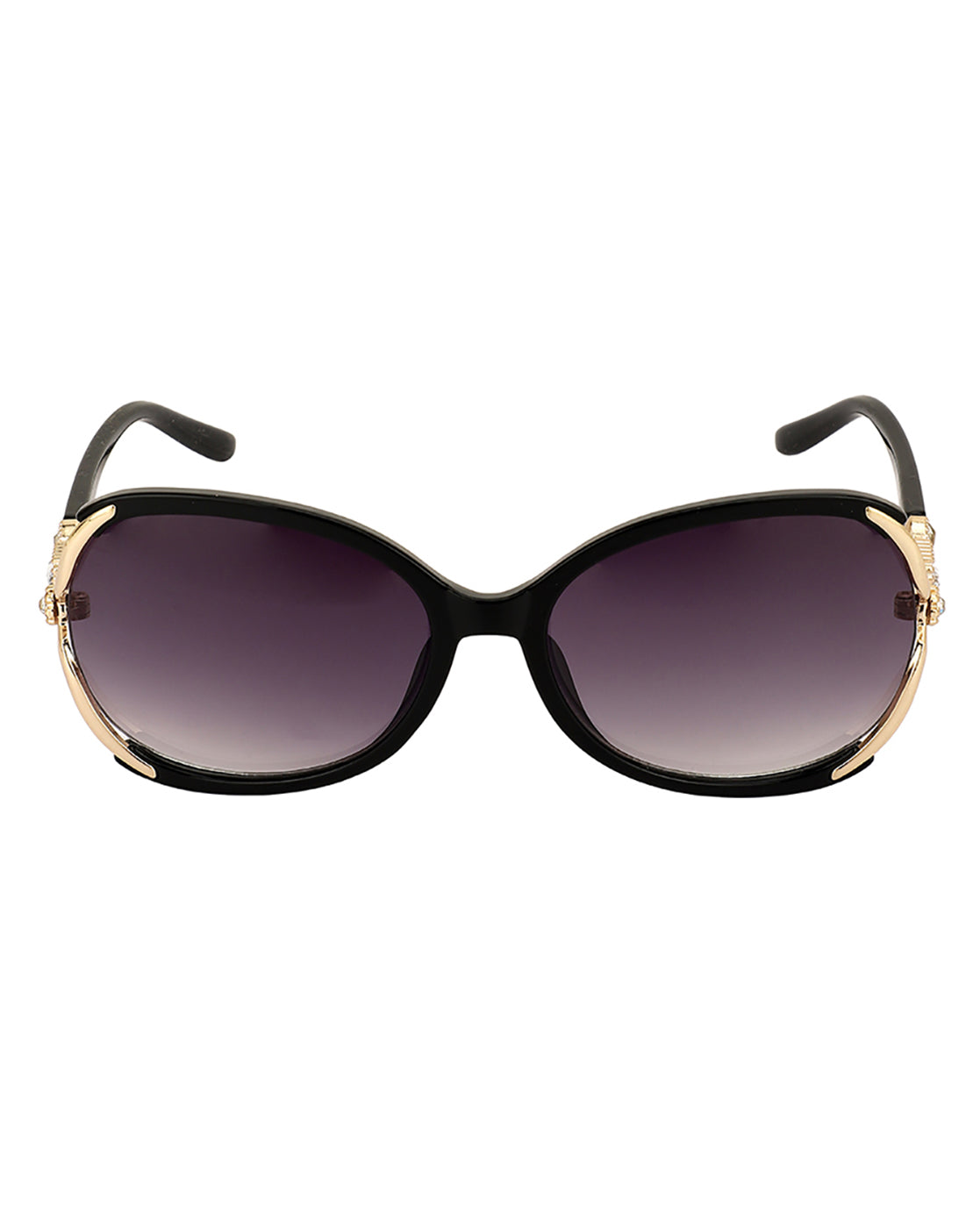 Premium Black &amp; Gold Toned Uv Protected Lens Oversized Sunglass For Women