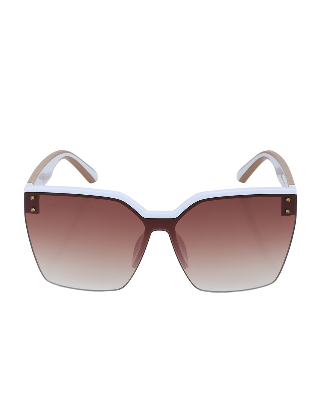 Premium White with Brown Toned &amp; UV Protected Lens Oversized Sunglass for women
