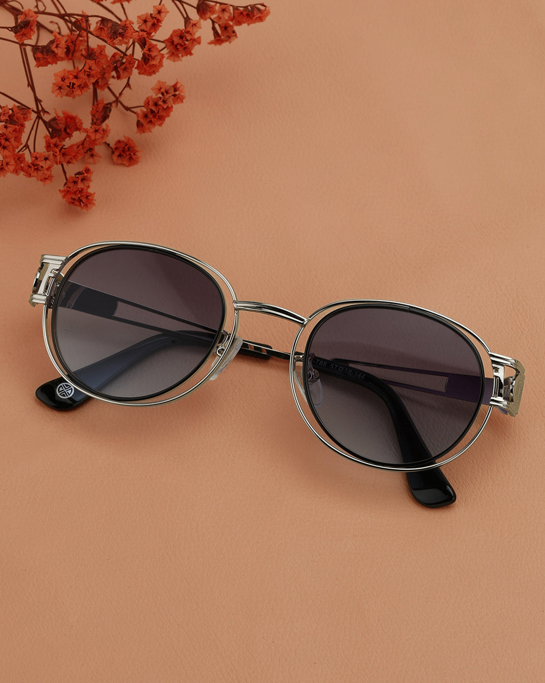 Silver Toned with Blue UV Protected Fancy Rectangle Sunglass for womens