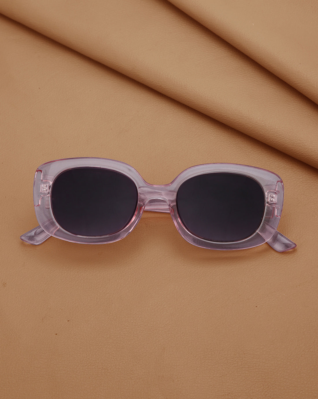Peach Toned with Black Polarized Lens Oval Sunglasses