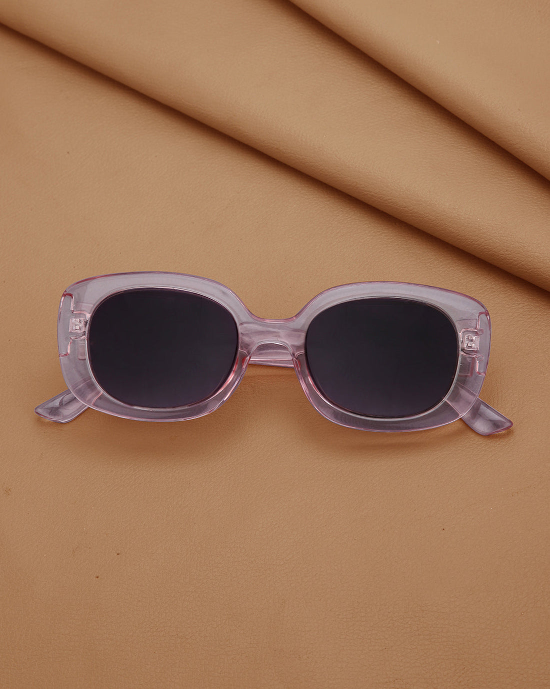 Women Peach Toned with Black Polarized Lens Oval Sunglasses