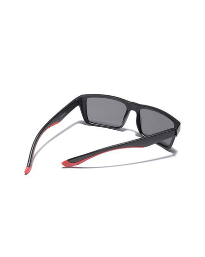 Black and Red Toned with Black Polarised Lens Square Sunglass