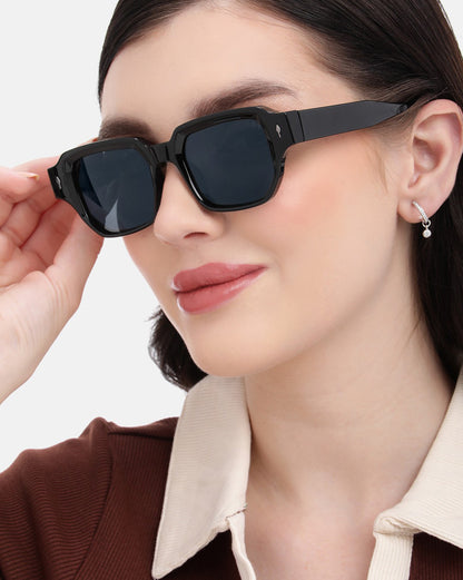 Black Toned with Blue Polarised Lens Wayfarer Sunglass for women