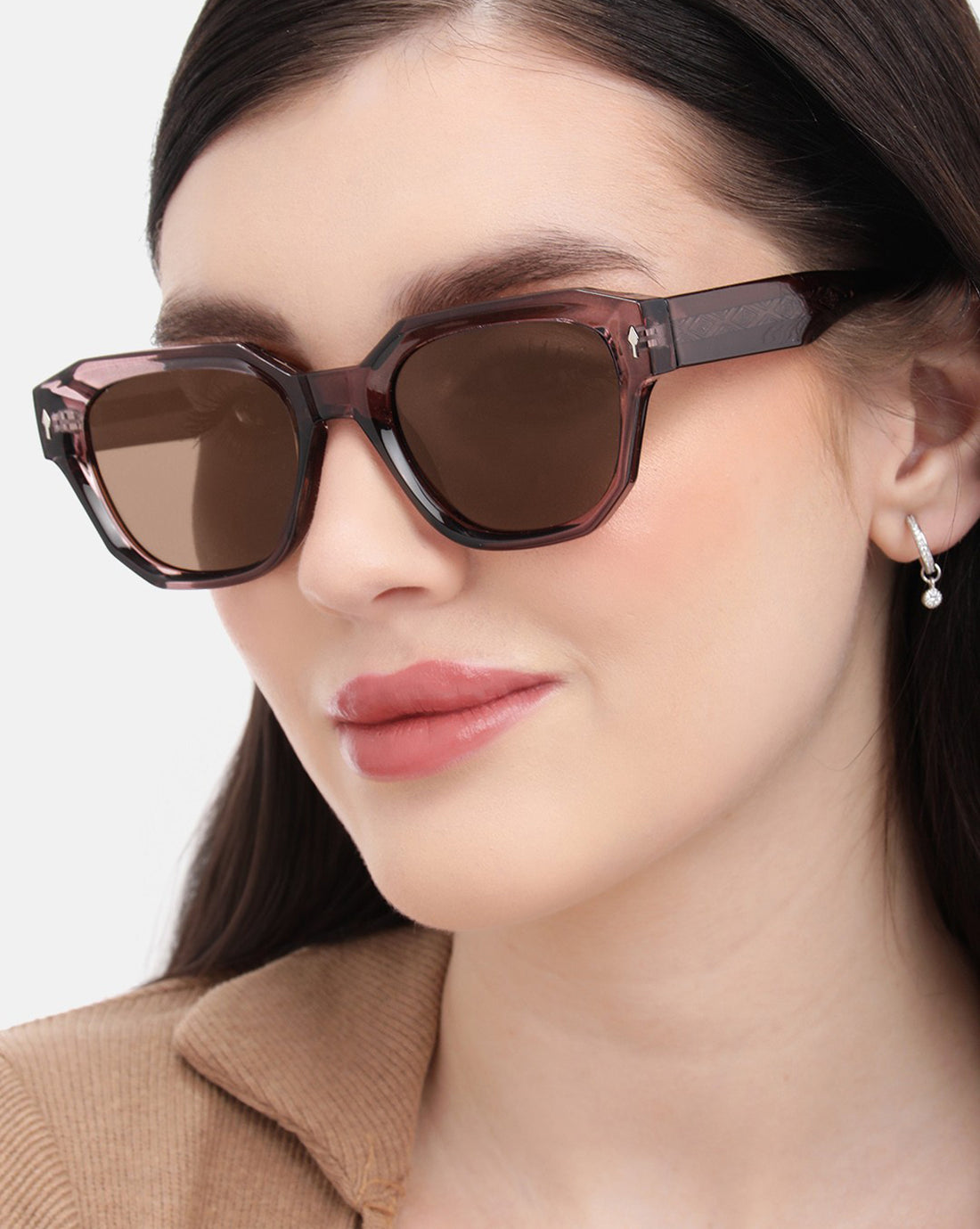 Brown Toned with Brown Polarised Lens Rectangle Sunglass for women
