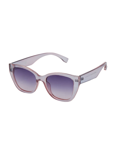 Transparent with Pink Toned with Blue Polarised Lens Oversized Sunglass for women