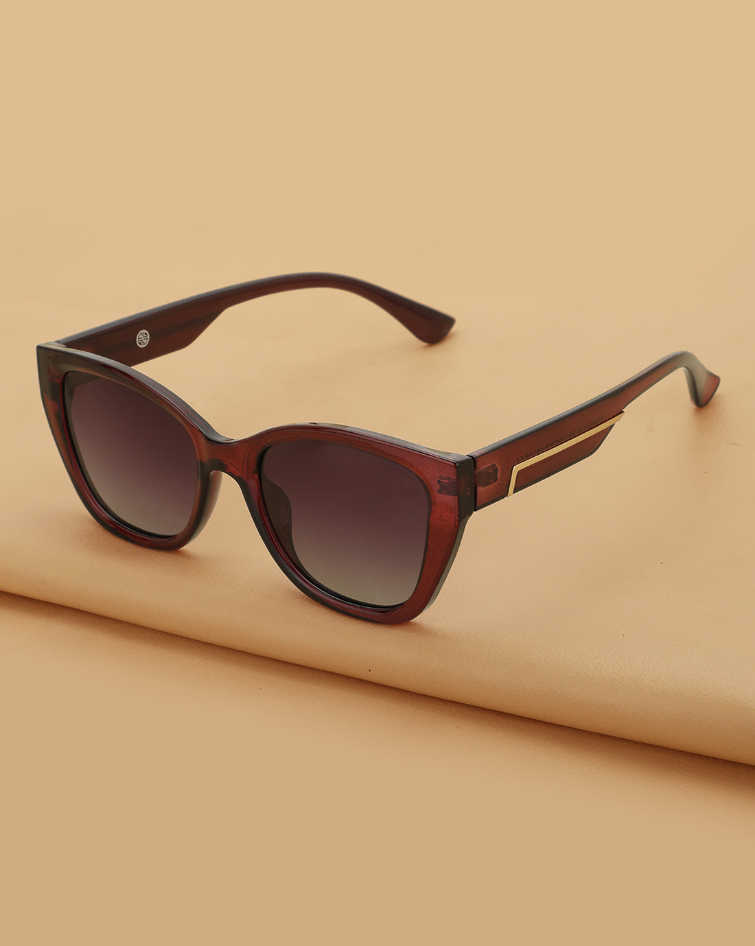 Red with Gold Toned and Polarised Lens Cat Eye Sunglass for women