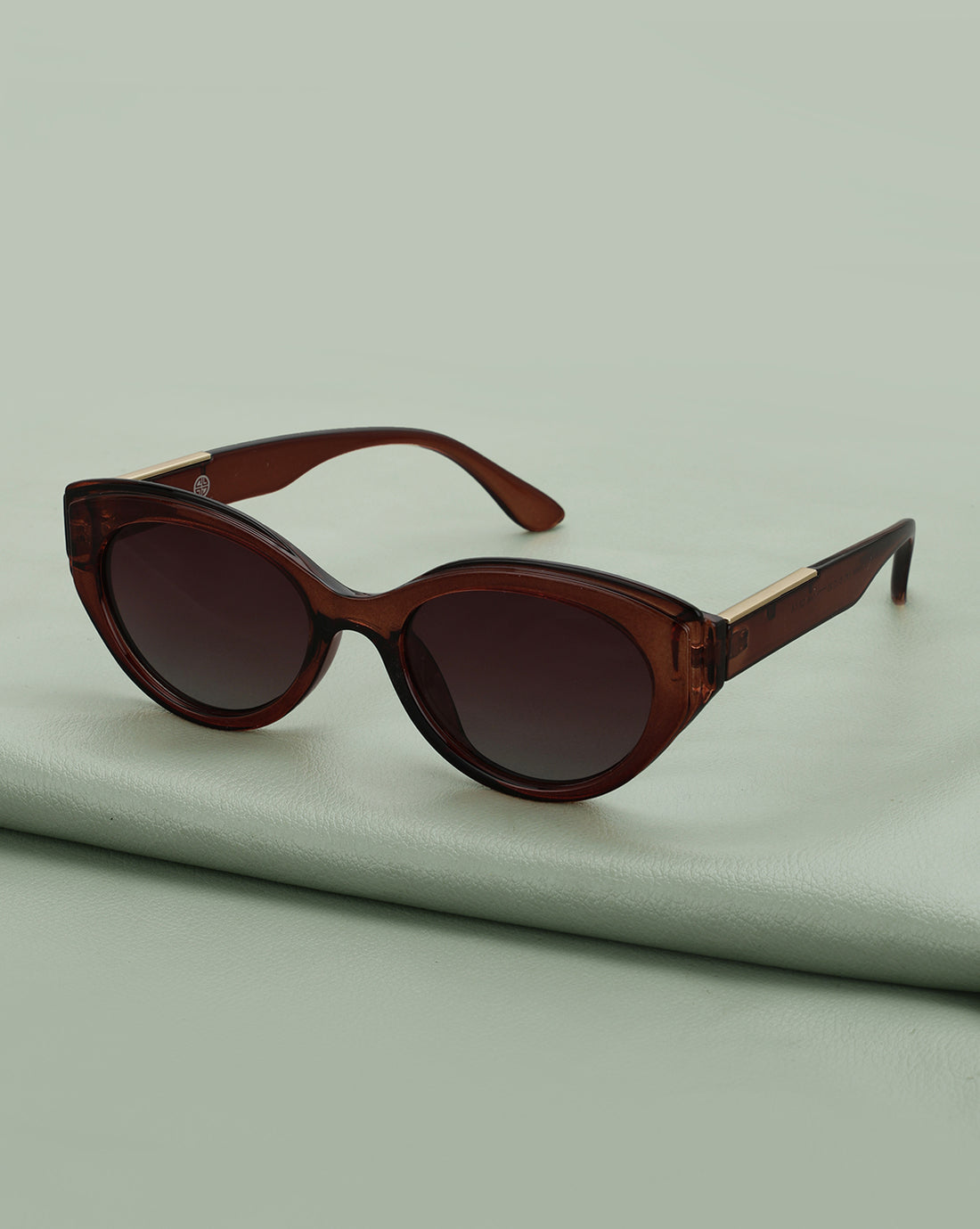 Brown with Gold Toned and Brown Polarised Lens Cat Eye Sunglass for women