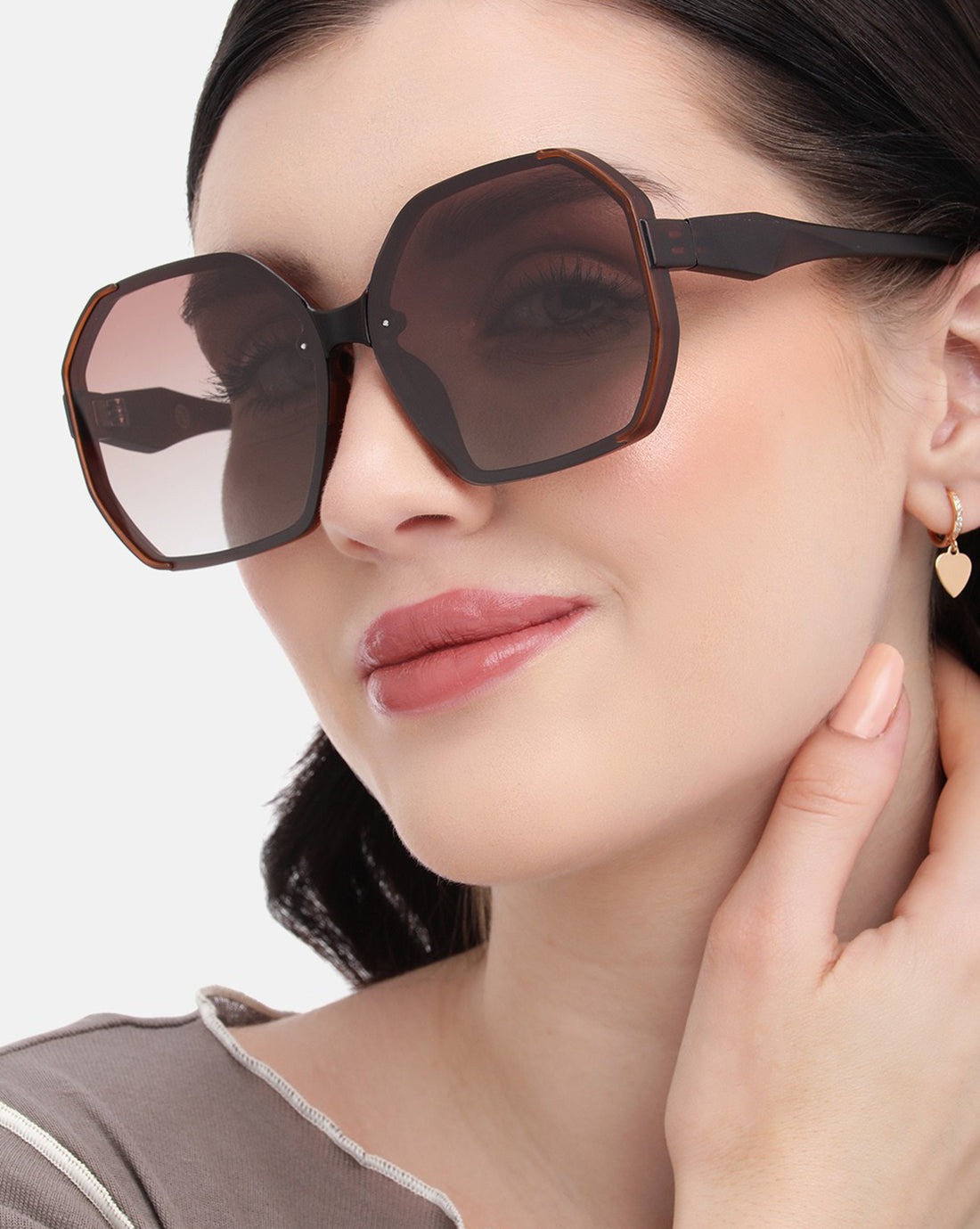 Brown Toned with Brown Lens Polarised Oversized Sunglass for women