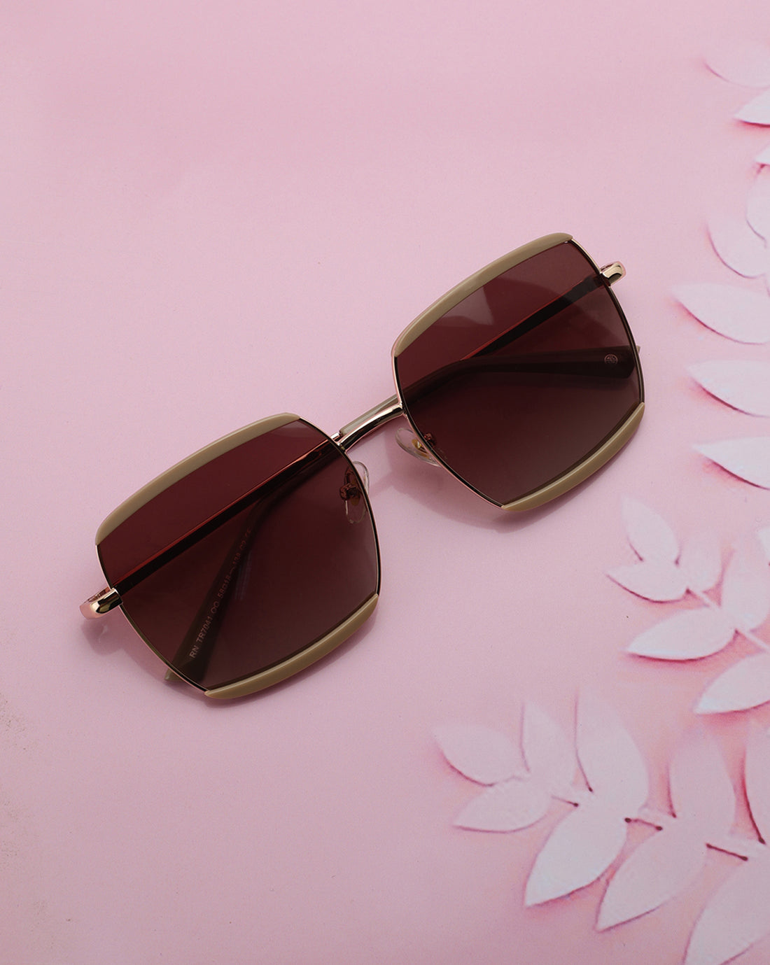 Rose Gold and Light Brown Toned with Polarised Lens Oversized Sunglass for women