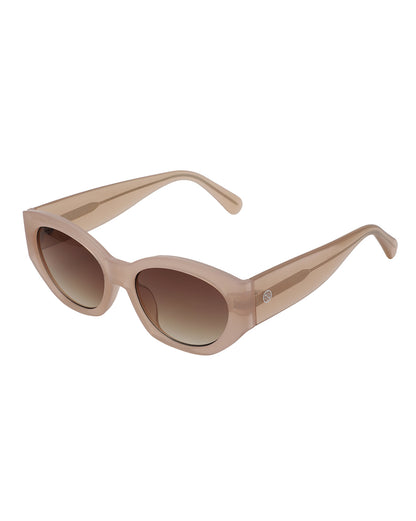 Beige Toned with UV Protected Lens Oval Sunglasses for women