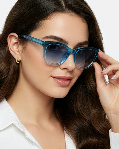 Aqua Toned with UV Protected Lens Oversized Sunglasses for women
