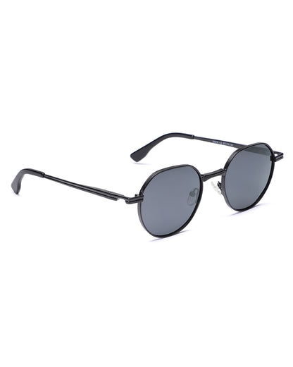 Women Premium Polarised UV Protected Blue Lens Black Toned Round Sunglasses