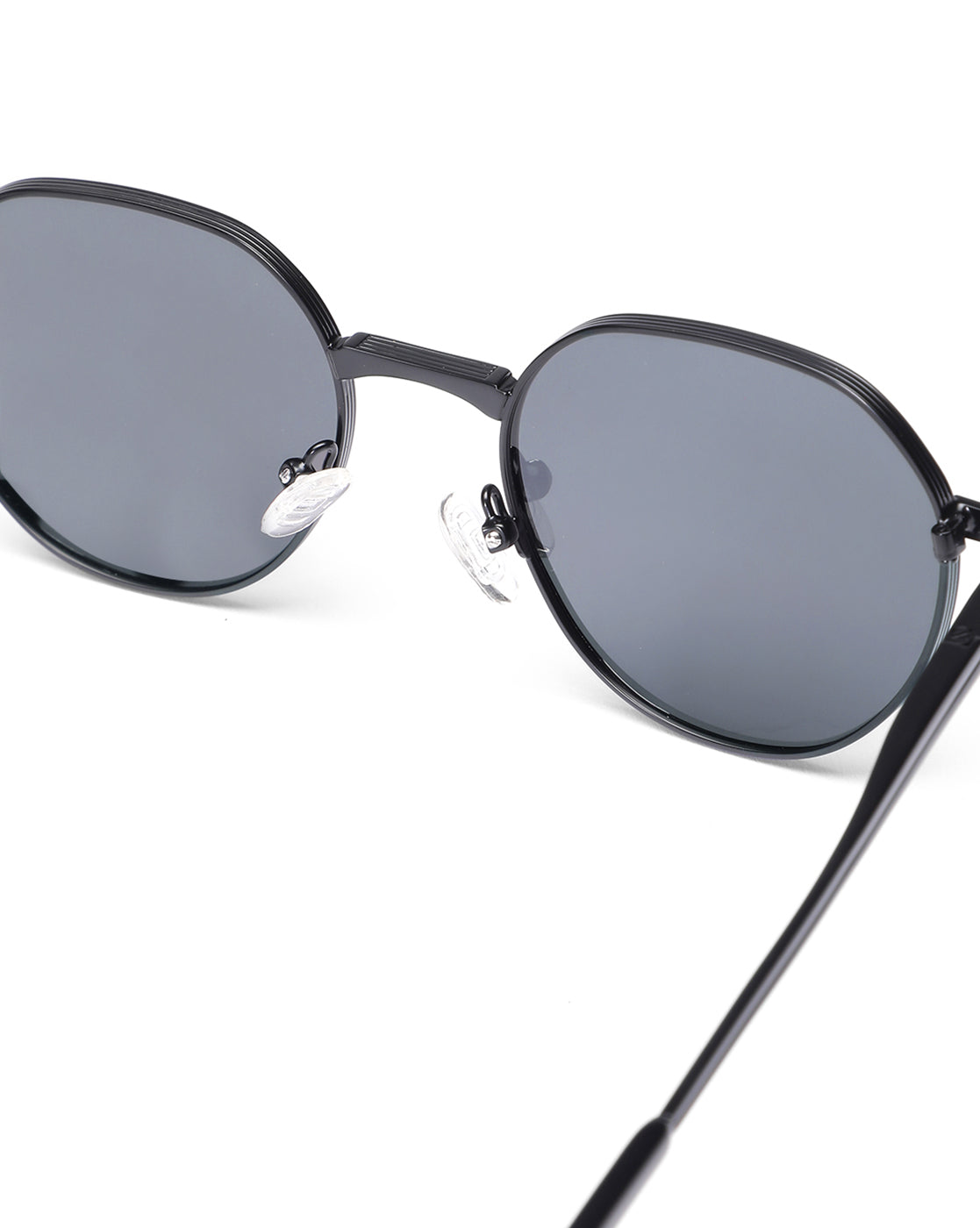 Women Premium Polarised UV Protected Blue Lens Black Toned Round Sunglasses