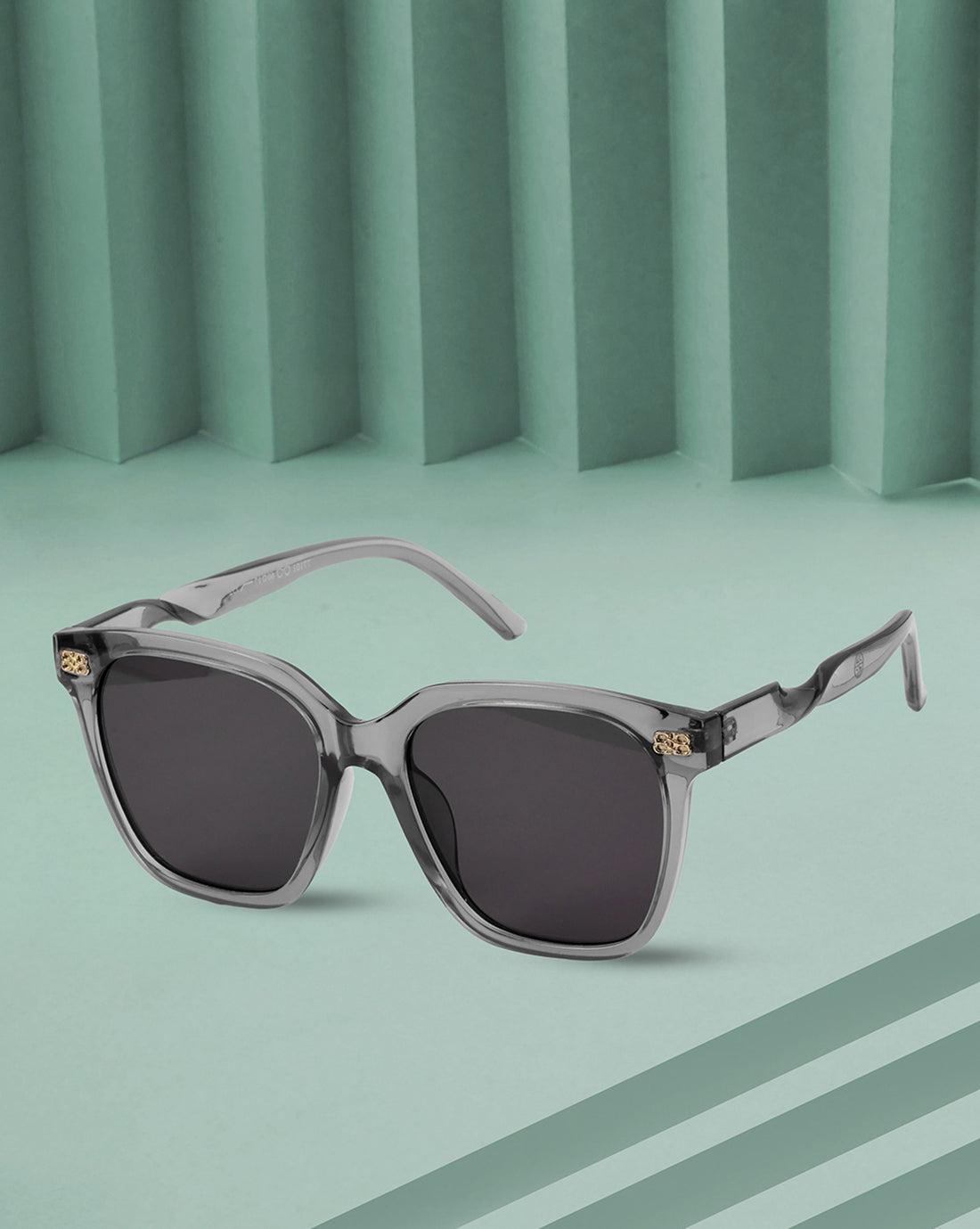 Women UV Protected Black Lens Grey and Gold Toned Cateye Sunglasses