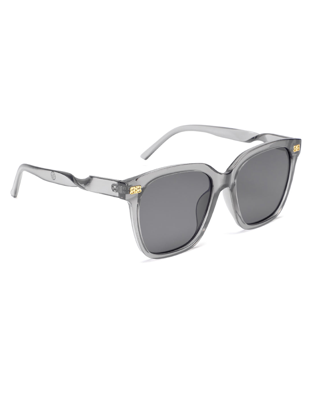 Women UV Protected Black Lens Grey and Gold Toned Cateye Sunglasses