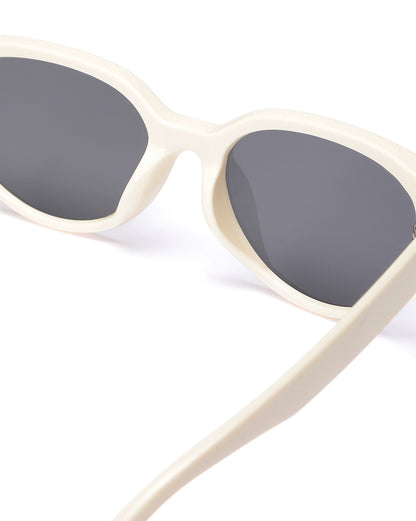 Women UV Protected Black Lens Cream Toned Cateye Sunglasses