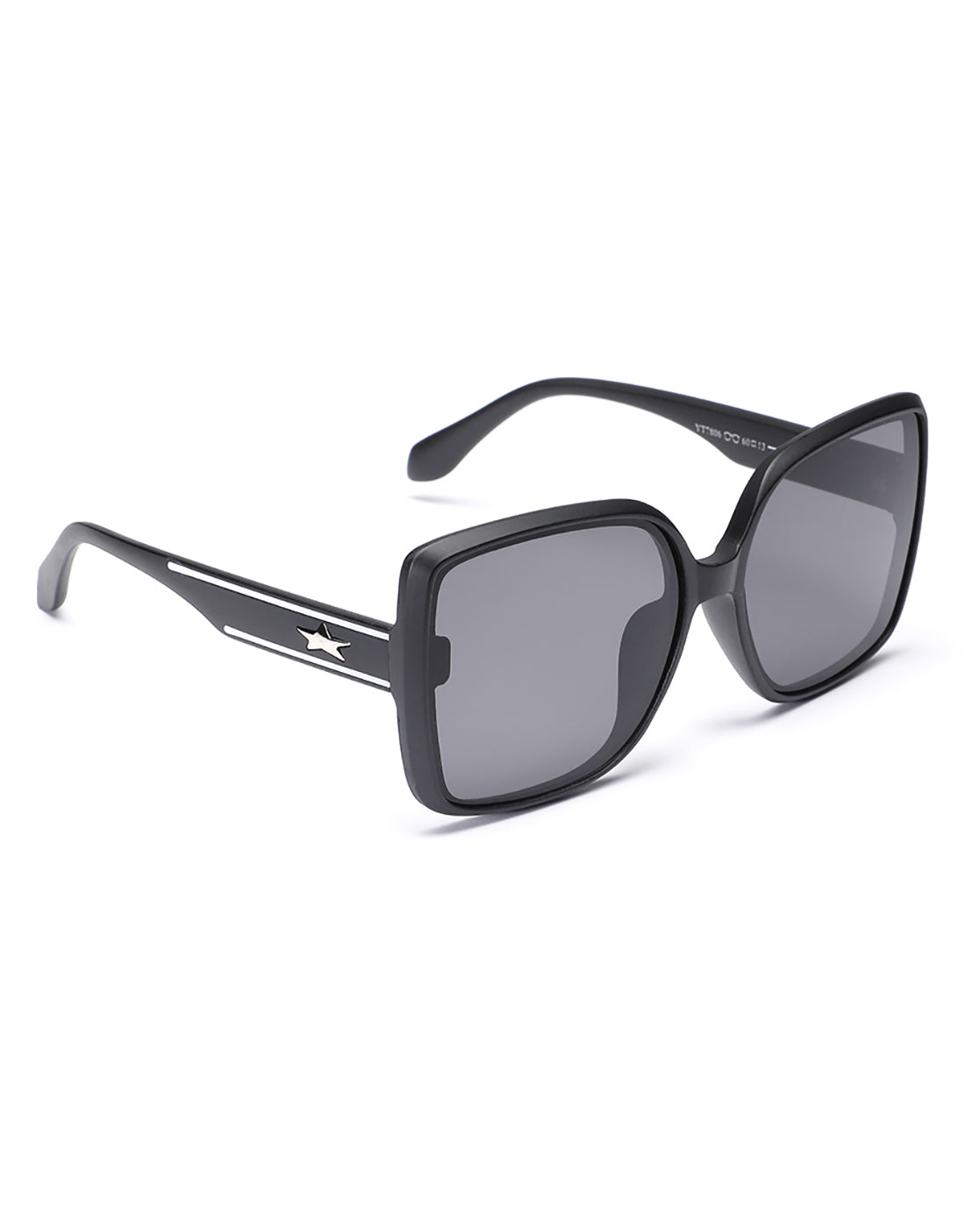 Women UV Protected Black Lens Black and Silver Toned Oversized Sunglasses