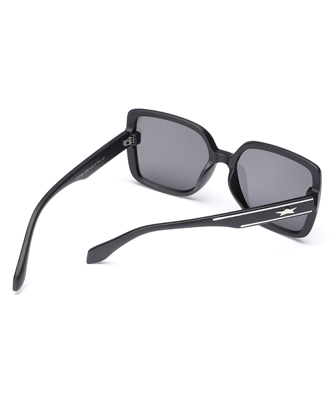 Women UV Protected Black Lens Black and Silver Toned Oversized Sunglasses