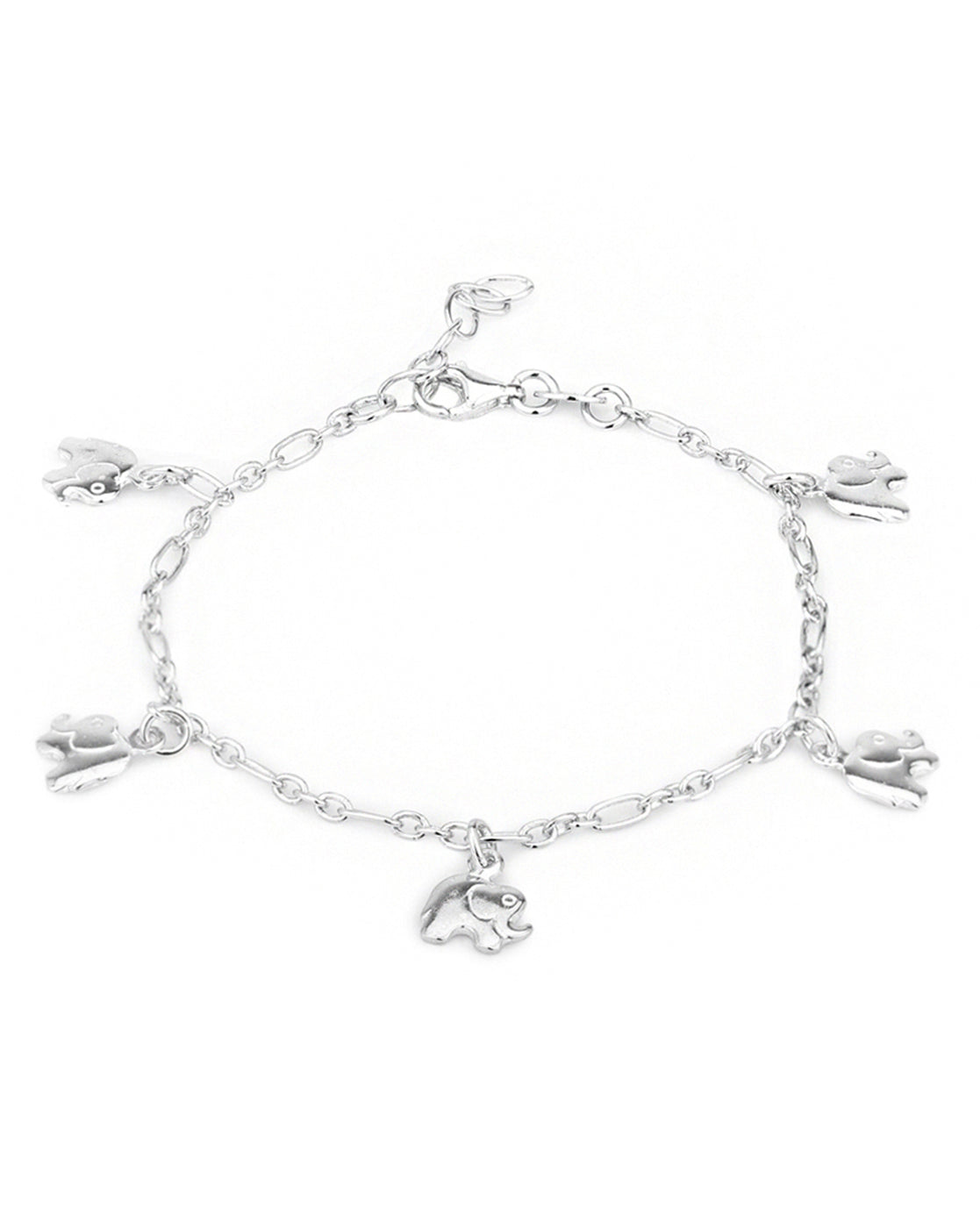 Carlton London 925 Sterling Silver Rhodium Plated Elephant Charm Bracelet