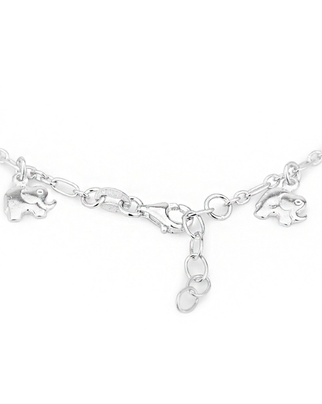 Carlton London 925 Sterling Silver Rhodium Plated Elephant Charm Bracelet