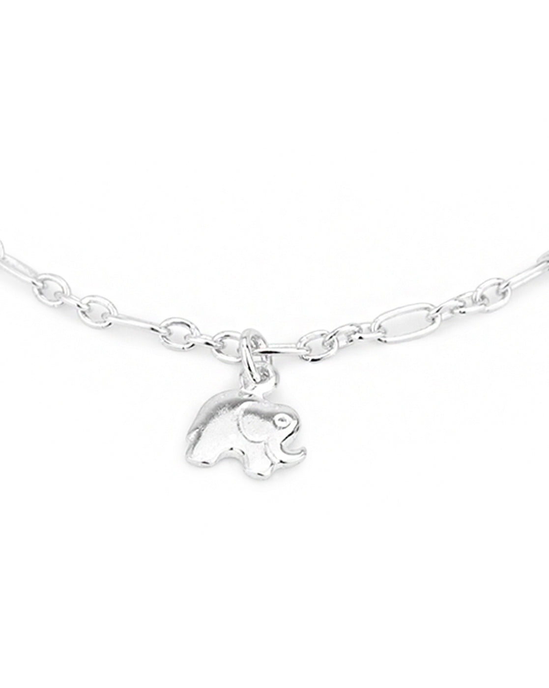 Carlton London 925 Sterling Silver Rhodium Plated Elephant Charm Bracelet