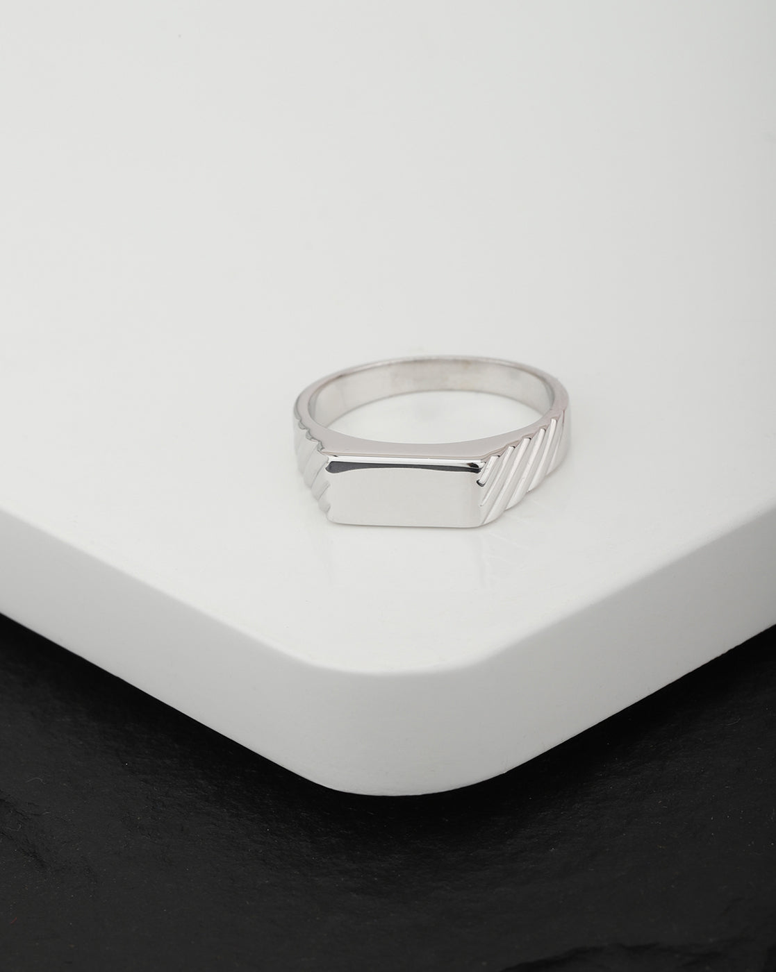 Silver ring with online platinum coating price