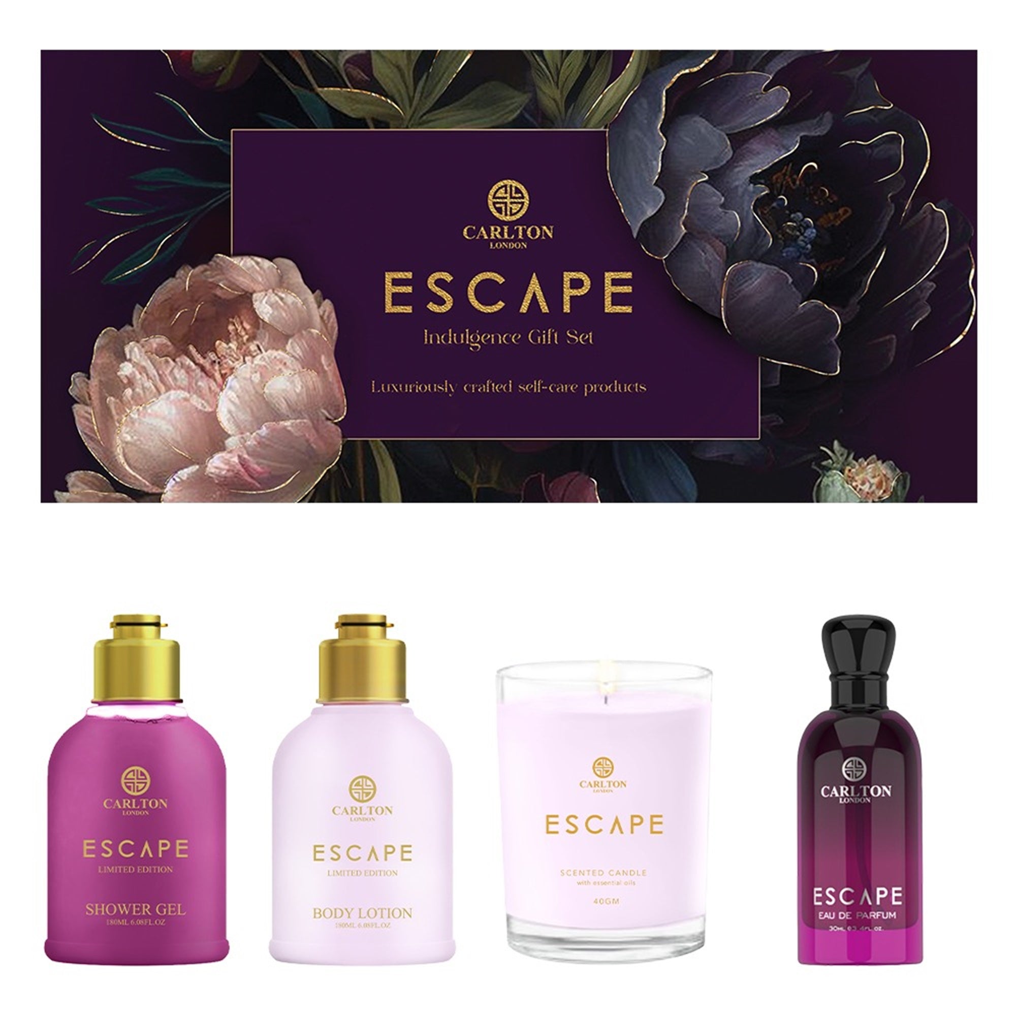 PEAQ AROMA, PLEASURE, ESCAPEセット Escape Gift Set Of 4 Lotion Gel Perfume & Candle - 430Ml – Carlton