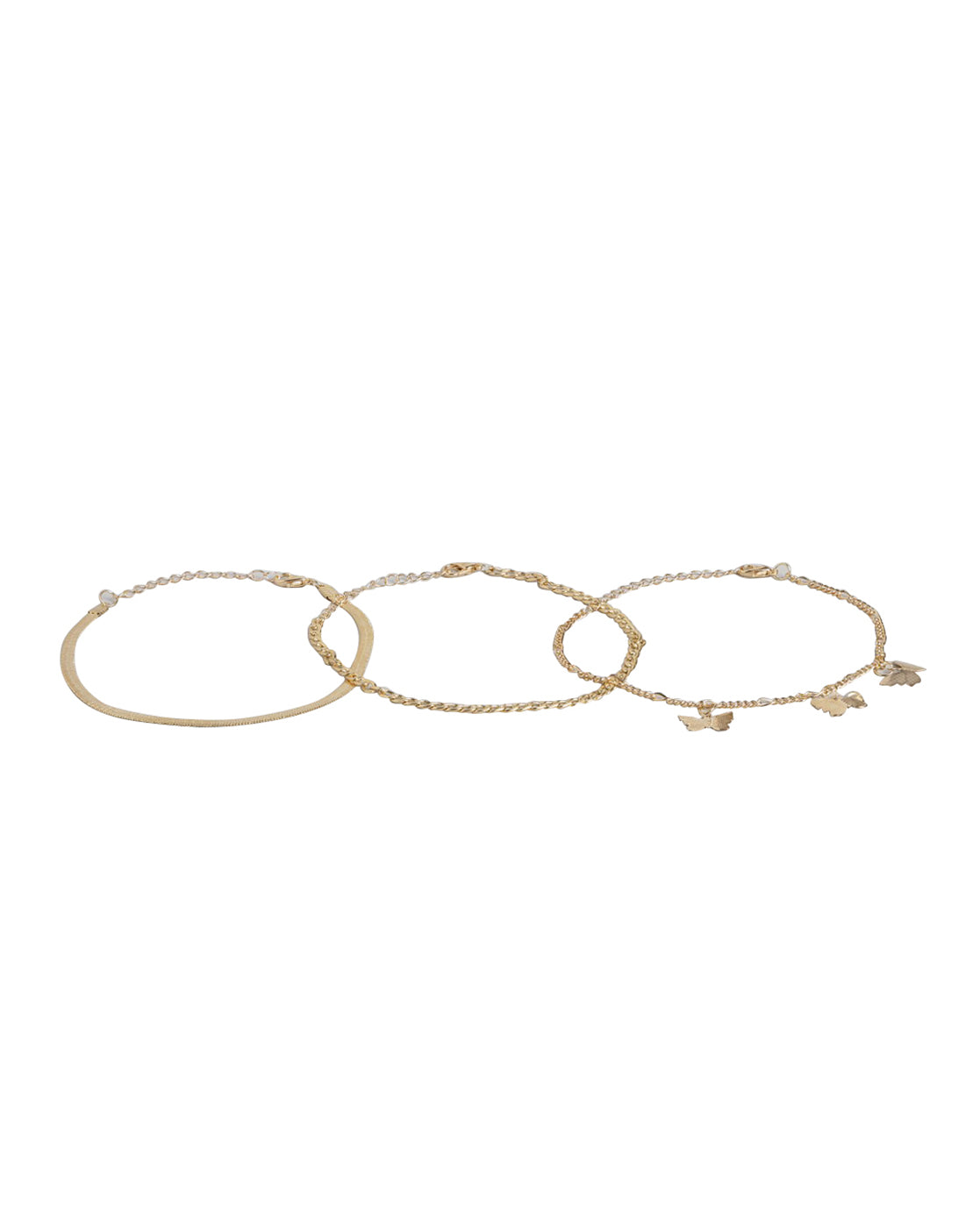 Carlton London Set Of 3 Gold-Toned Stackable Butterfly Shape Anklet For Women