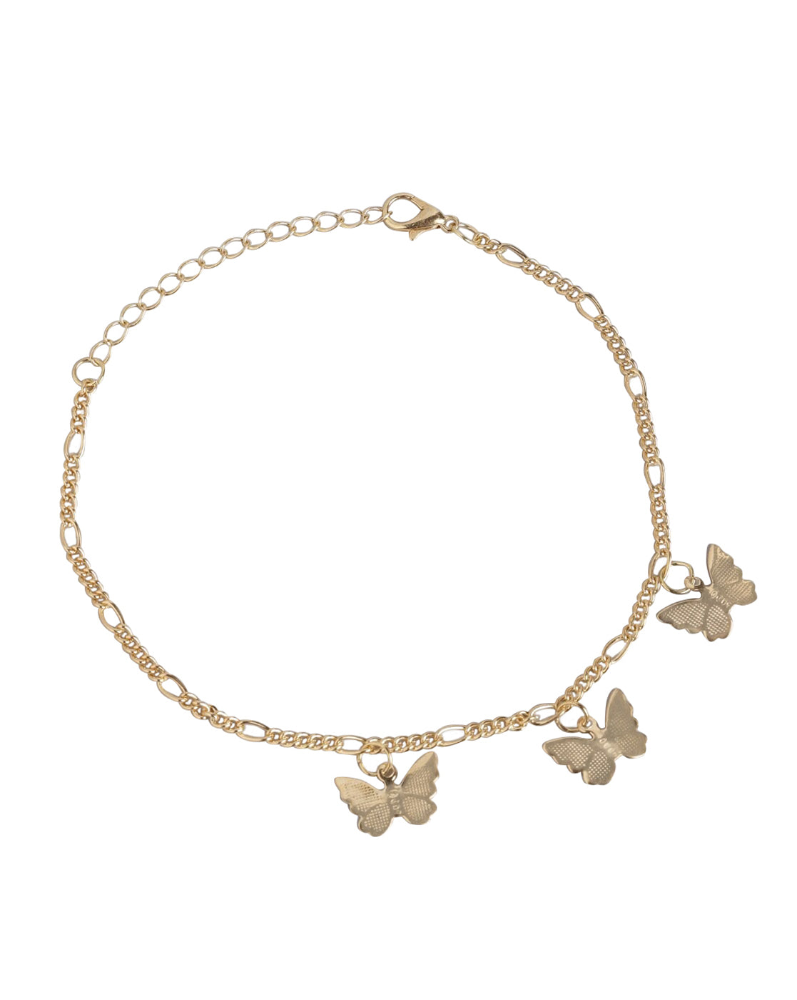 Carlton London Set Of 3 Gold-Toned Stackable Butterfly Shape Anklet For Women