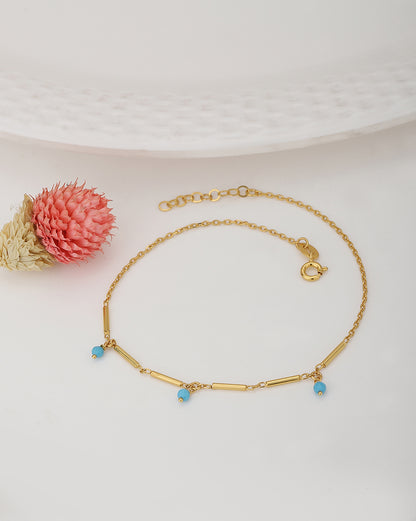 Carlton London Gold-Plated Blue Beads Anklet For Women