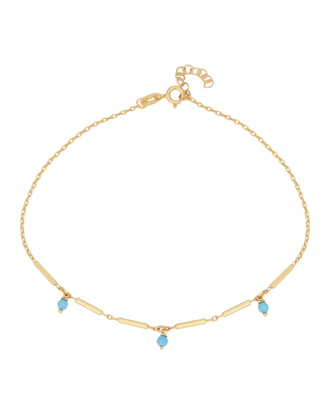 Carlton London Gold-Plated Blue Beads Anklet For Women
