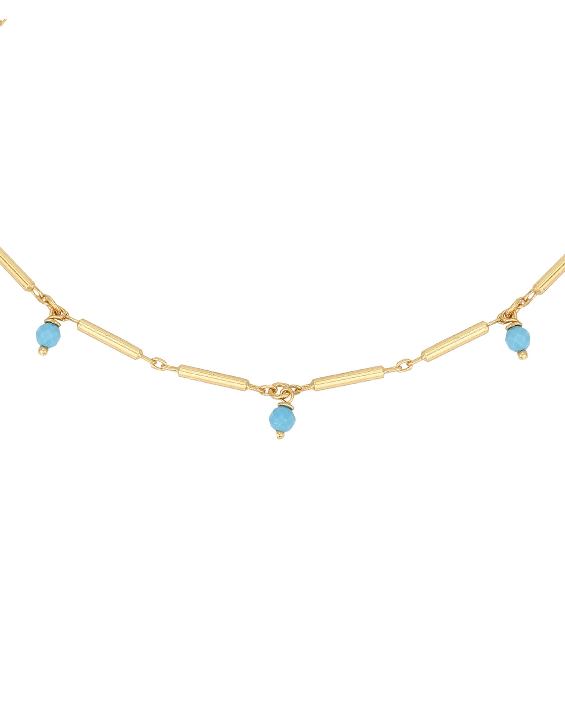 Carlton London Gold-Plated Blue Beads Anklet For Women