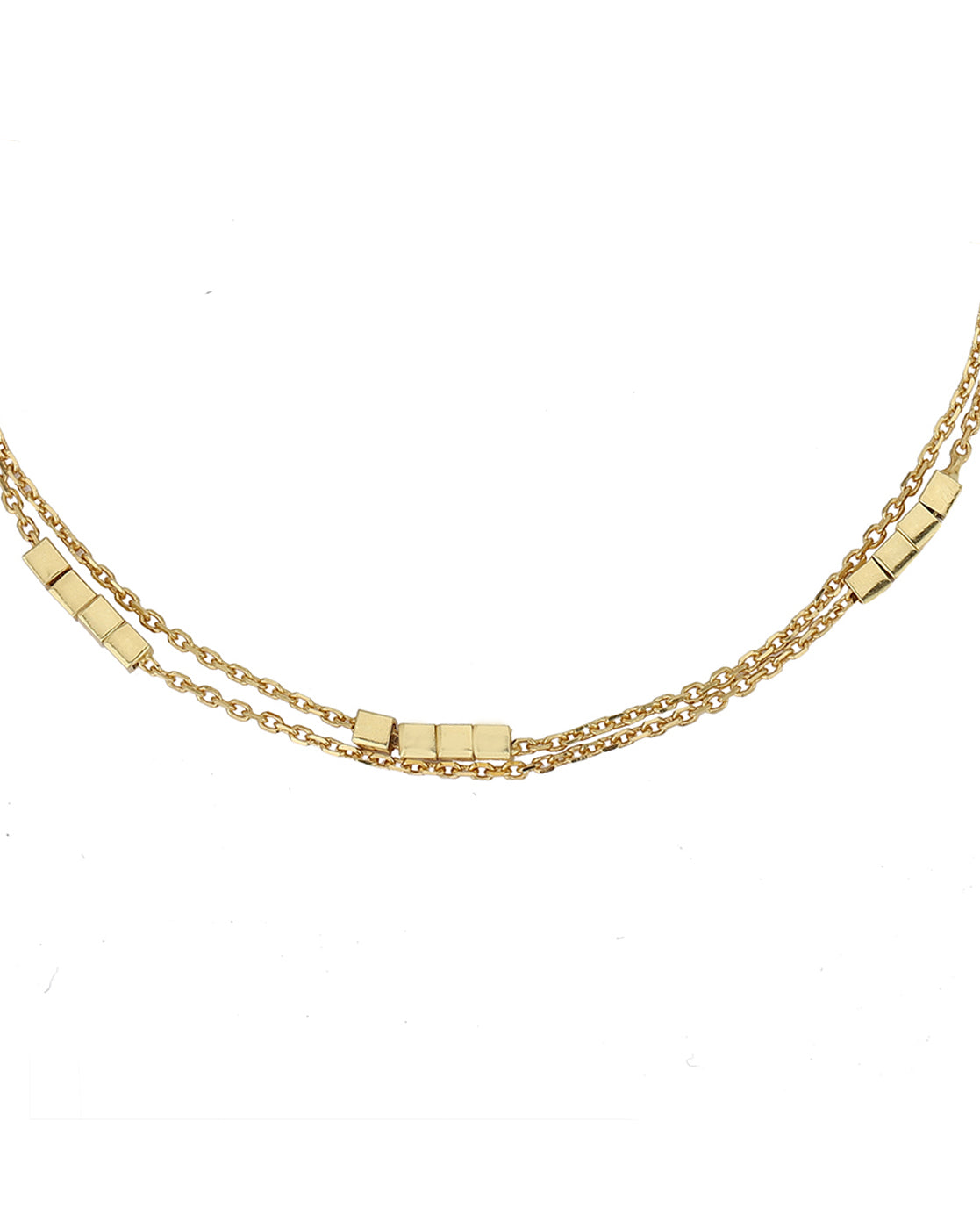 Carlton London 18Kt Gold Plated Double Layer Anklet With Square Beads