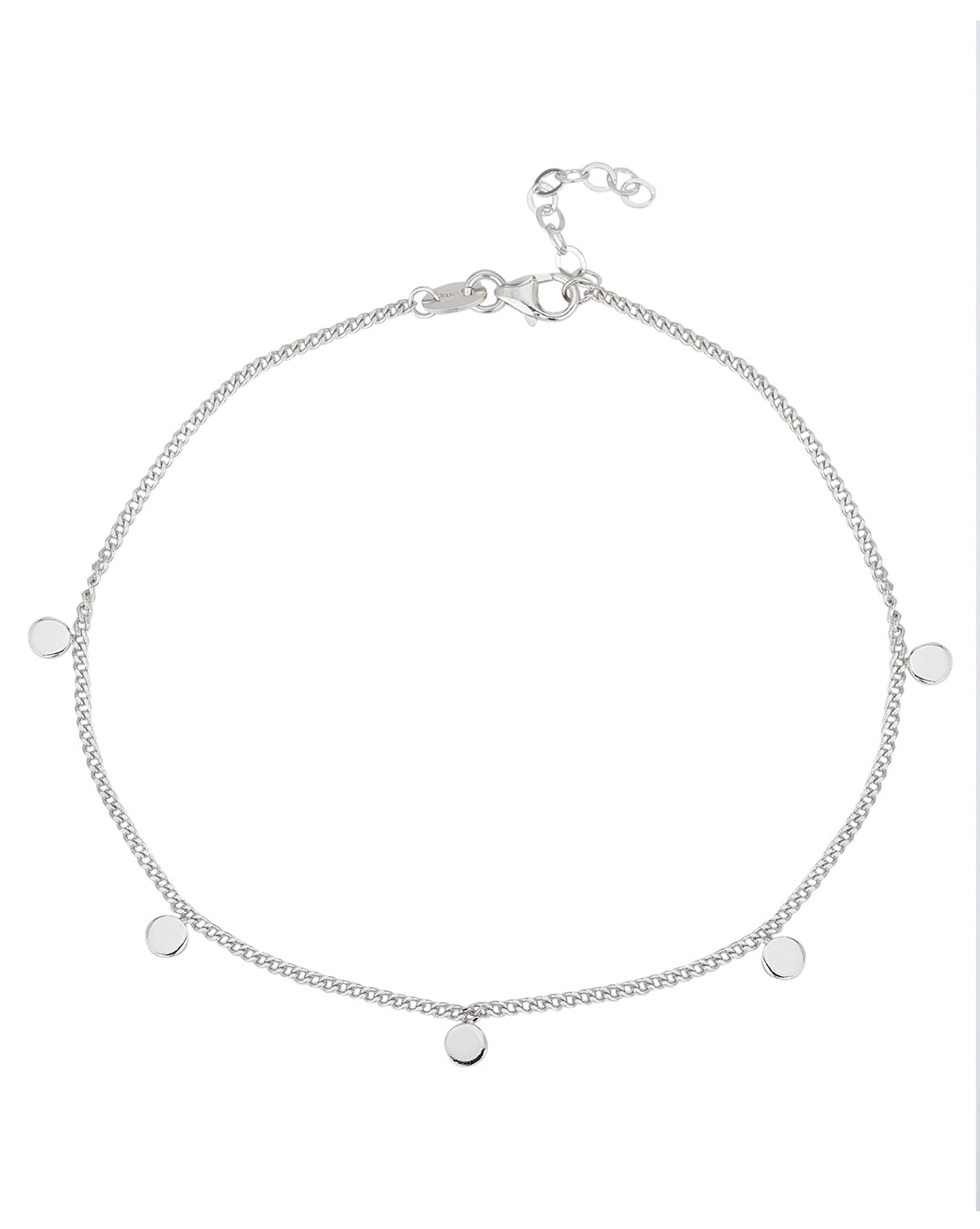 Carlton London Rhodium Plated Minimal Anklet With Tiny  Discs