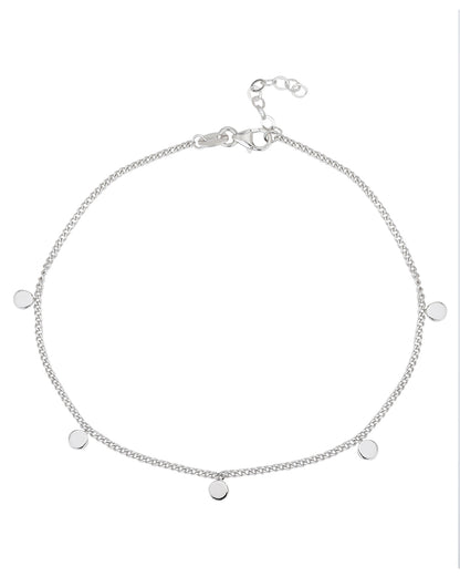 Carlton London Rhodium Plated Minimal Anklet With Tiny  Discs