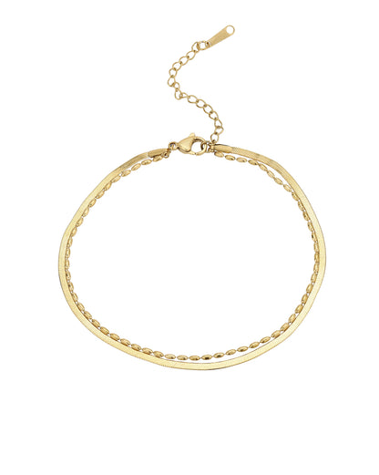 Gold Plated Double Chain Layered Anklet