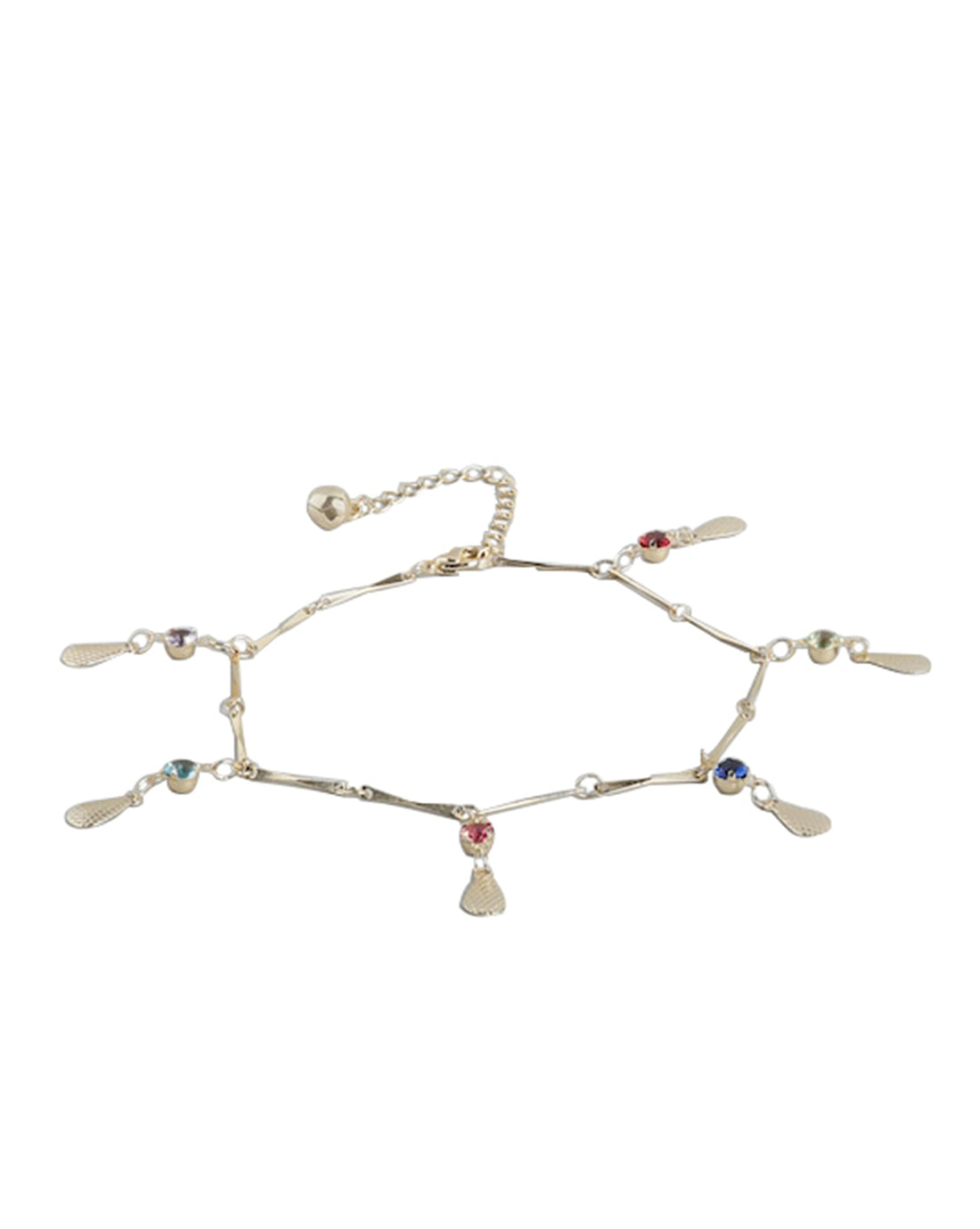 Gold Plated &amp; Cz Charm Anklet  For Women