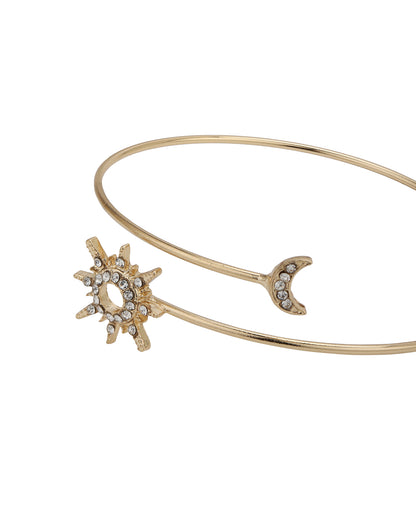Rose Gold Plated CZ Moon and Star Adjustable Arm Let
