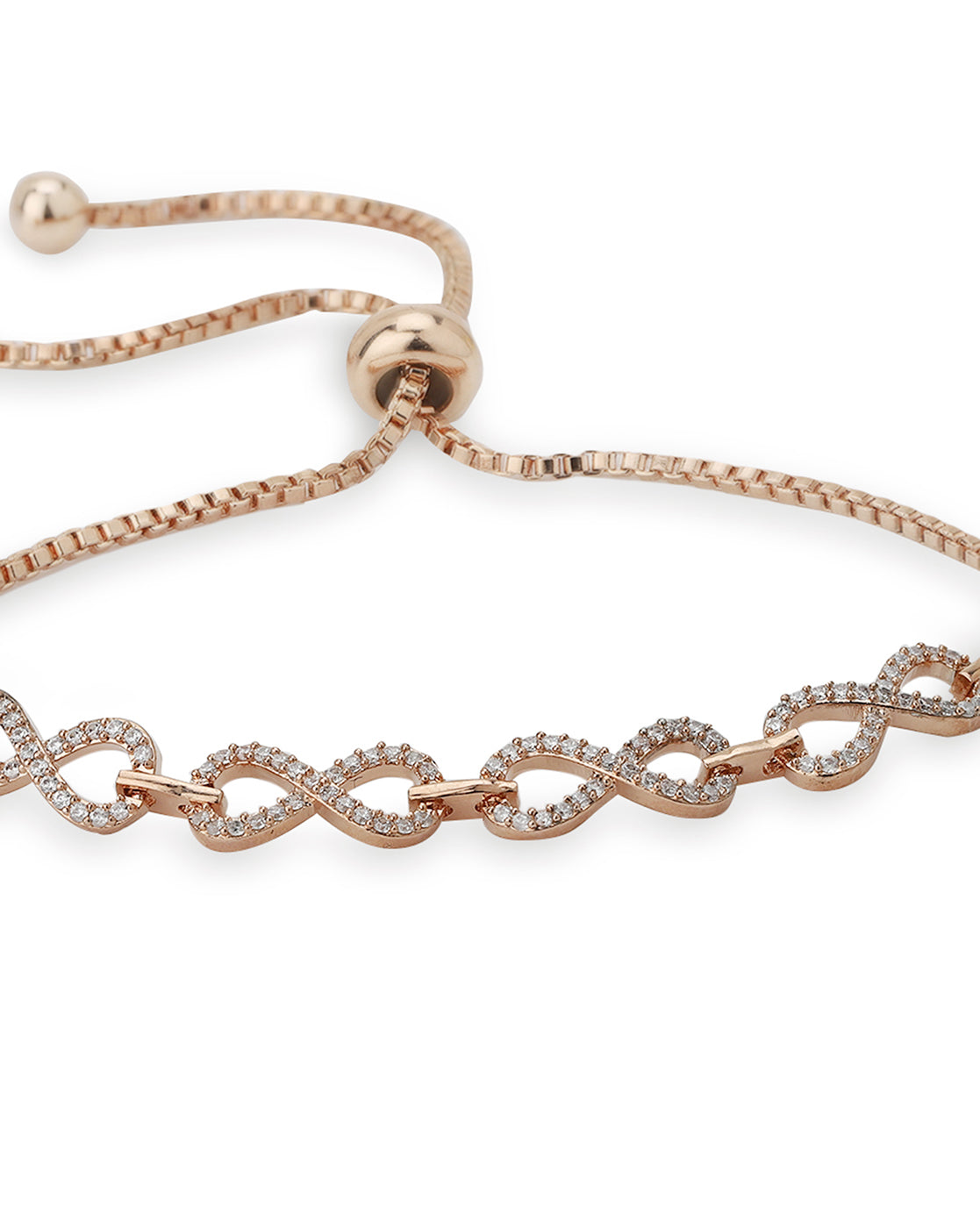 Carlton London Rose Gold Plated-Cz Studded Infinity Bracelet For Women