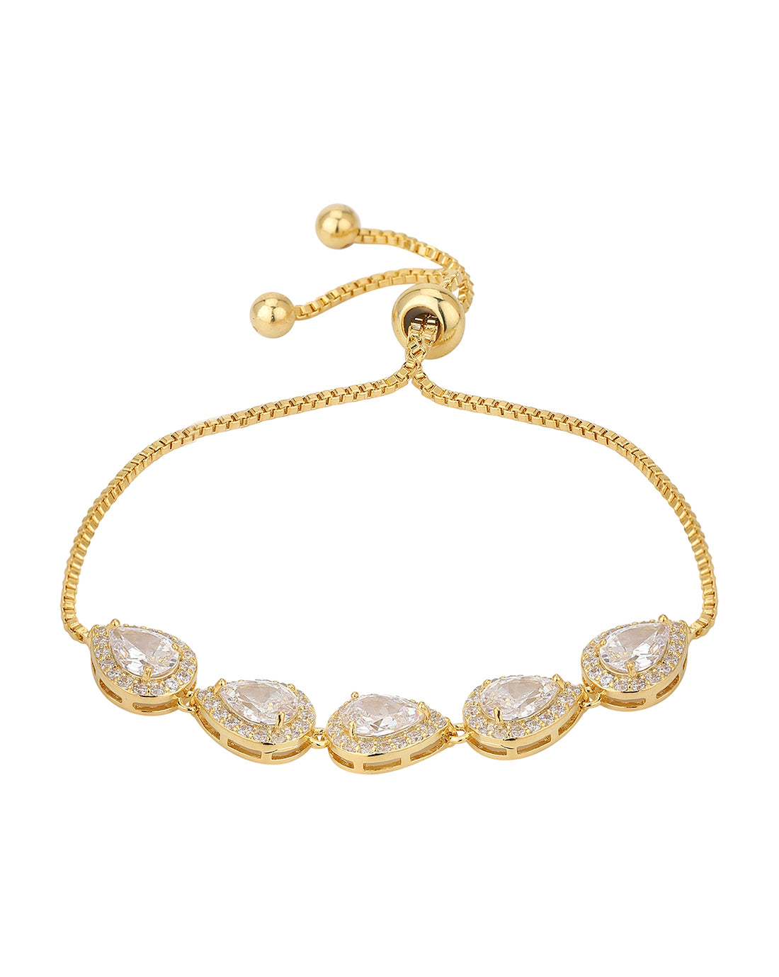 Carlton London Gold Plated Cz Studded Charms Bracelet