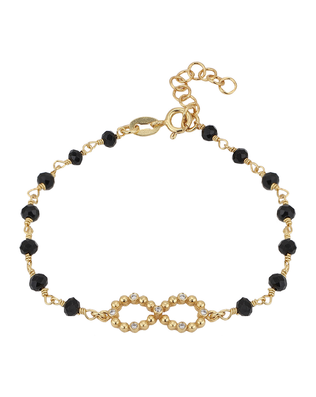 Carlton London Gold Plated Black Cz Studded Infinity Bracelet